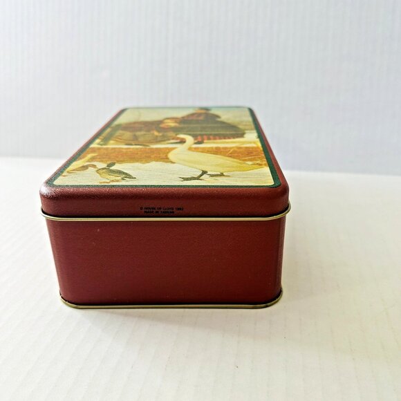 1992 House of Lloyd Tin Box Victorian Era Mother Goose & Ducks Winter Scene NEW! - Picture 3 of 12
